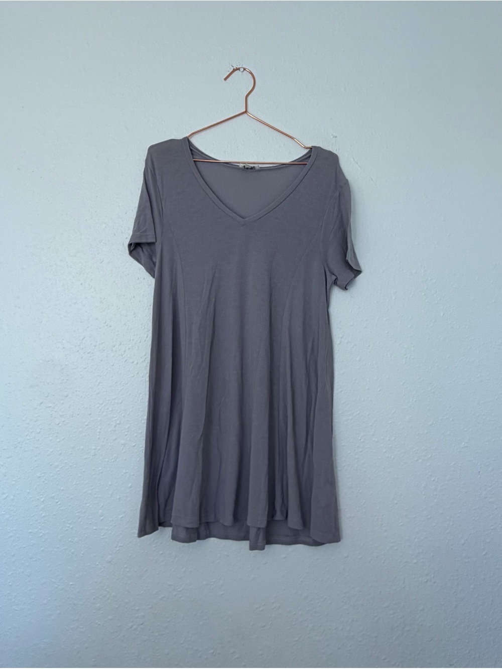Umgee Gray V-Neck Short Sleeve Tunic t shirt dress small